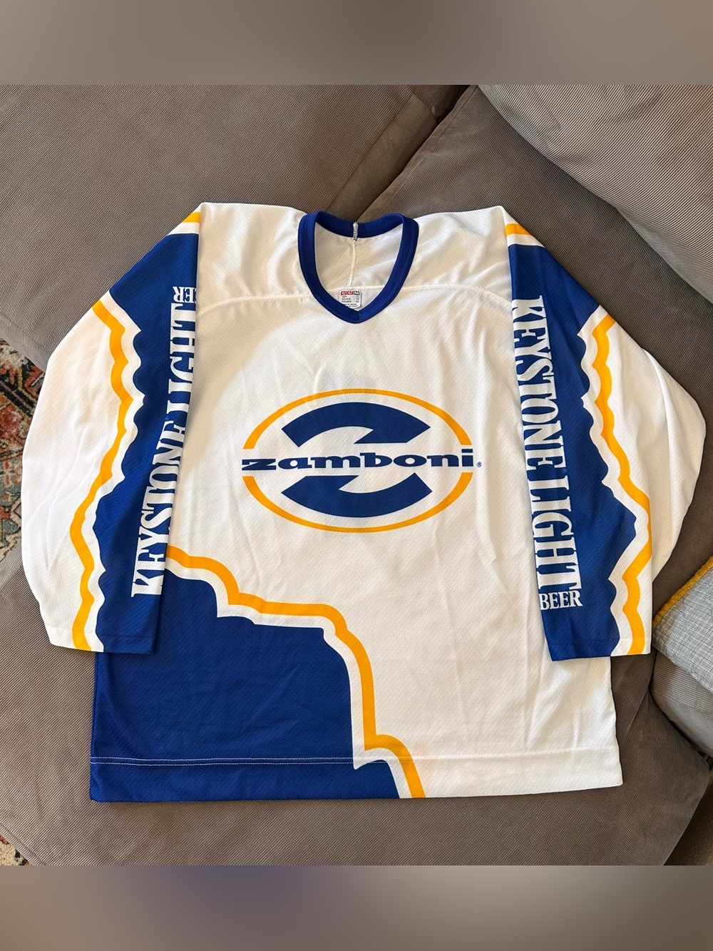 Rare Vintage CCM Hockey Jersey Zamboni + Keystone Beer  XL Made In Canada 90s